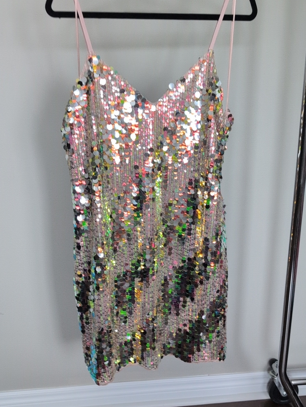 Adelyn Rae Pink Sequin Slip Dress